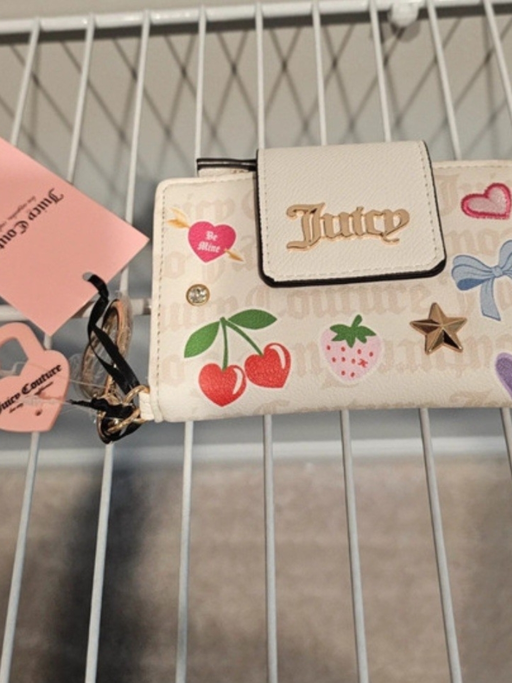 Juicy Couture White Wallet with Strawberry, Cherry & Heart Motifs